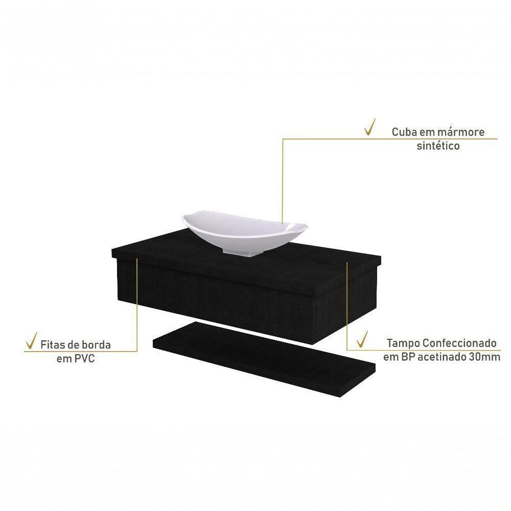 Conjunto Bancada C-cuba L45 E Prateleira Metrópole 805 Nogal Preto ônix - 4