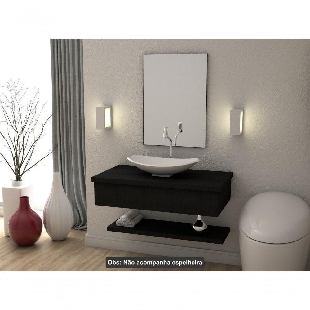 Conjunto Bancada C-cuba L45 E Prateleira Metrópole 805 Nogal Preto ônix - 5