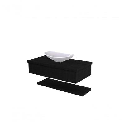 Conjunto Bancada C-cuba L45 E Prateleira Metrópole 805 Nogal Preto ônix