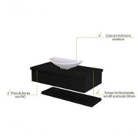 Conjunto Bancada C-cuba L45 E Prateleira Metrópole 805 Nogal Preto ônix