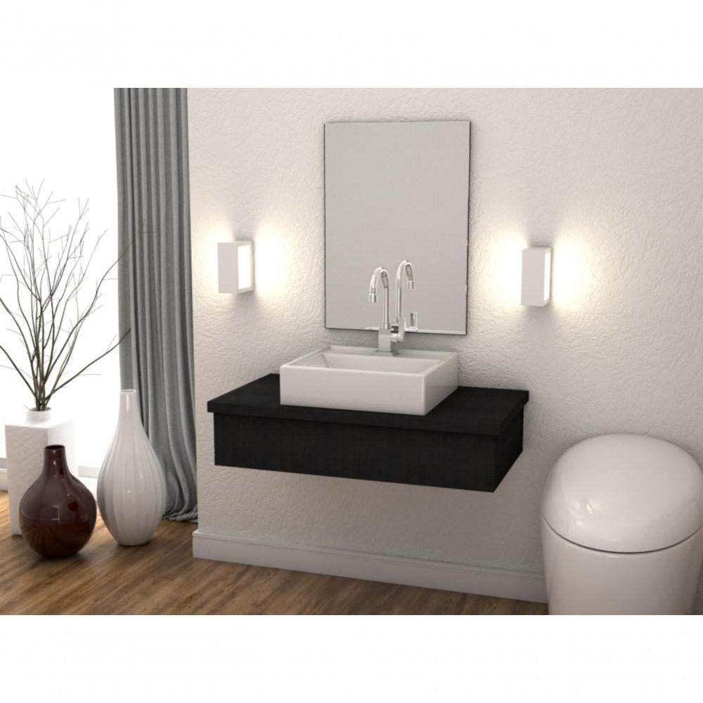 Conjunto Bancada C-cuba Q39 E Espelheira Metrópole 801 Nogal Preto ônix - 3