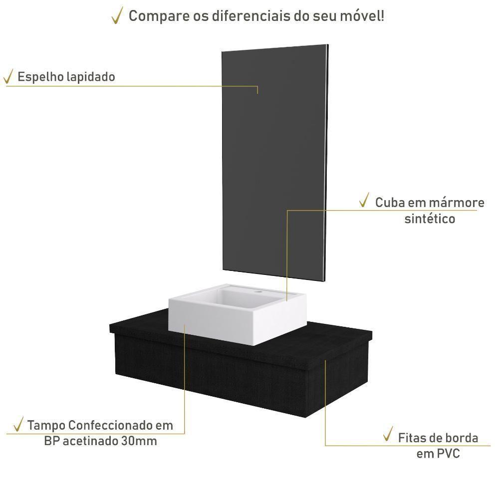 Conjunto Bancada C-cuba Q39 E Espelheira Metrópole 801 Nogal Preto ônix - 4