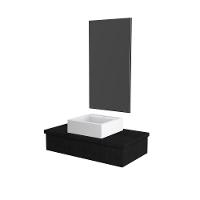 Conjunto Bancada C-cuba Q39 E Espelheira Metrópole 801 Nogal Preto ônix - 1