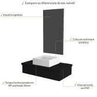 Conjunto Bancada C-cuba Q39 E Espelheira Metrópole 801 Nogal Preto ônix