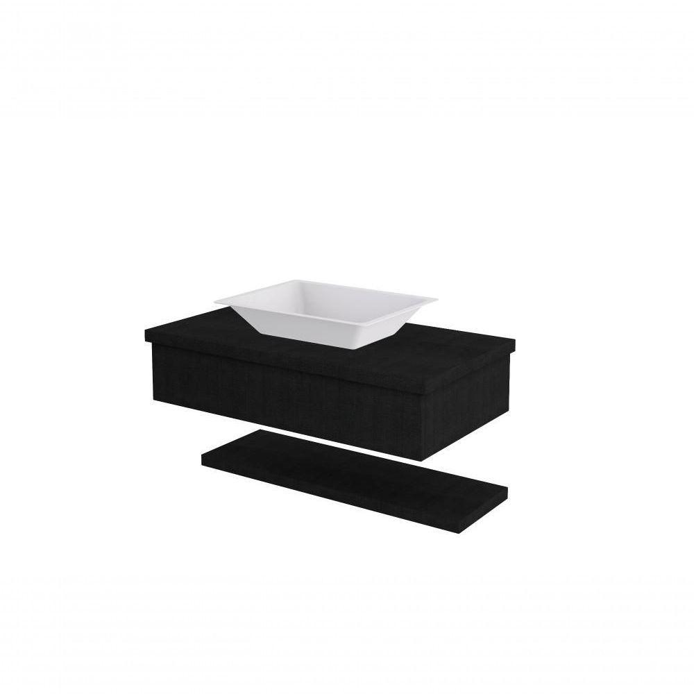 Conjunto Bancada C-cuba Messina E Prateleira Metrópole 805 Nogal Preto ônix - 1