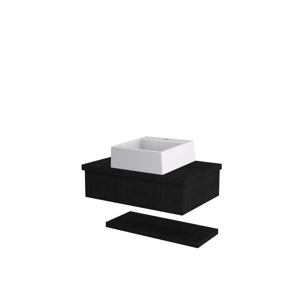 Conjunto Bancada C-cuba Q355 E Prateleira Metrópole 605 Nogal Preto ônix - 1