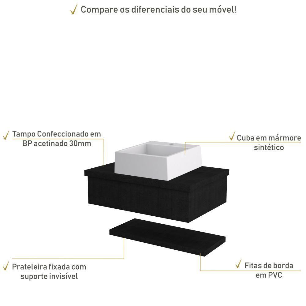 Conjunto Bancada C-cuba Q355 E Prateleira Metrópole 605 Nogal Preto ônix - 4