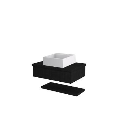 Conjunto Bancada C-cuba Q355 E Prateleira Metrópole 605 Nogal Preto ônix