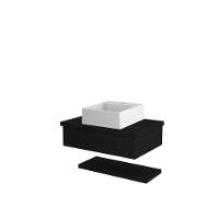 Conjunto Bancada C-cuba Q355 E Prateleira Metrópole 605 Nogal Preto ônix - 1