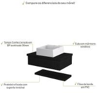 Conjunto Bancada C-cuba Q355 E Prateleira Metrópole 605 Nogal Preto ônix