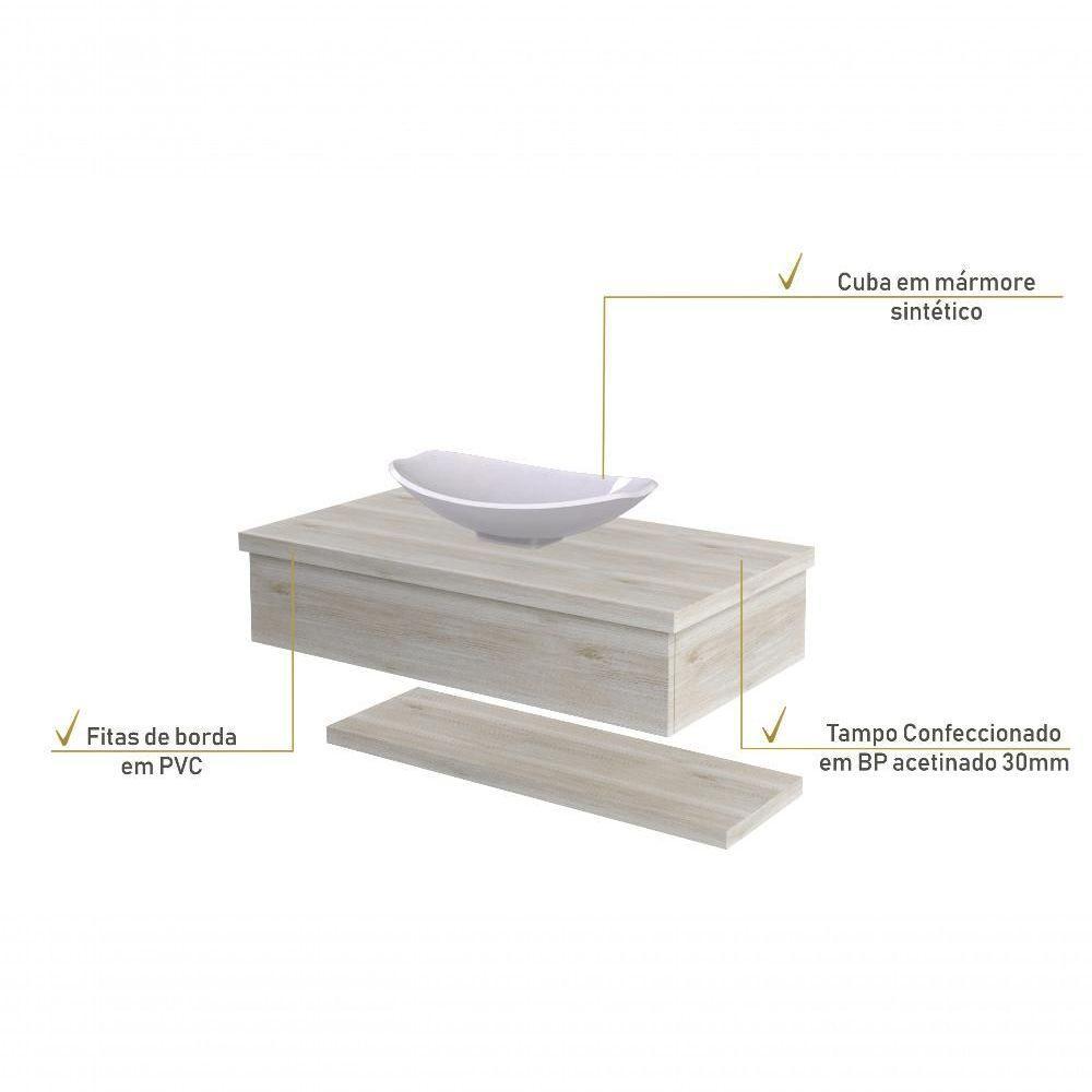 Conjunto Bancada C-cuba L45 E Prateleira Metrópole 805 Preto ônix Snow - 4