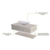 Conjunto Bancada C-cuba L45 E Prateleira Metrópole 805 Preto ônix Snow