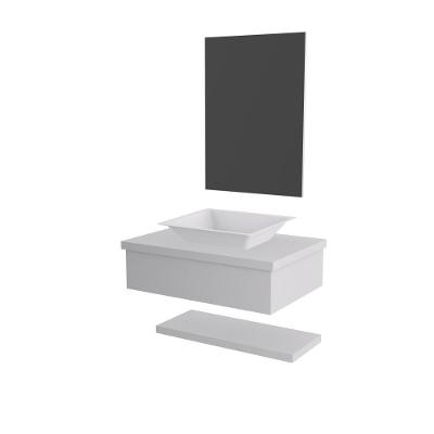 Conjunto Bancada C-cuba Messina, Prateleira E Espelheira Metrópole 606 Perffect Acetinado Branco Chess