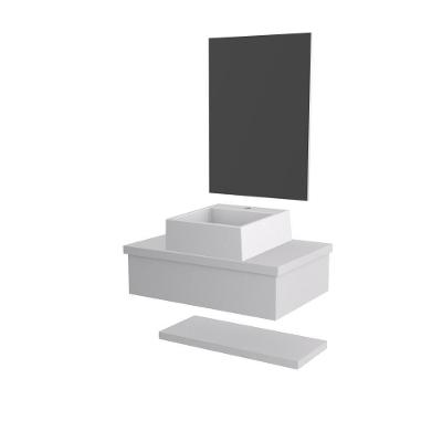 Conjunto Bancada C-cuba Q355, Prateleira E Espelheira Metrópole 606 Perffect Acetinado Branco Chess