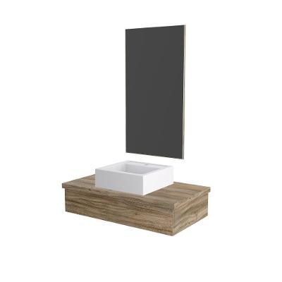 Conjunto Bancada C-cuba Q39 E Espelheira Metrópole 801 Branco Chess Carvalho
