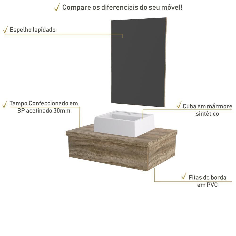 Conjunto Bancada C-cuba Q32 E Espelheira Metrópole 601 Branco Chess Carvalho - 4