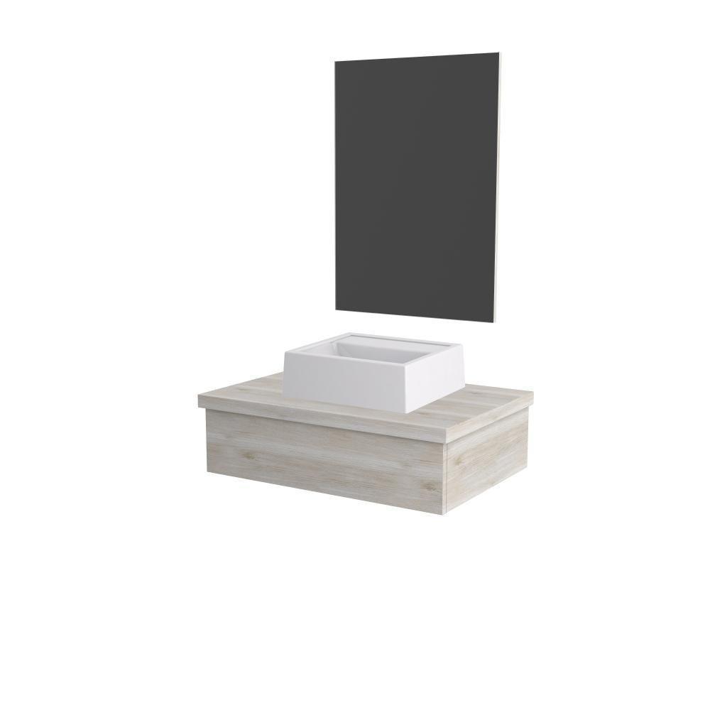 Conjunto Bancada C-cuba Q32 E Espelheira Metrópole 601 Preto ônix Snow - 1