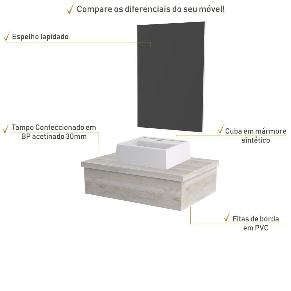 Conjunto Bancada C-cuba Q32 E Espelheira Metrópole 601 Preto ônix Snow - 4
