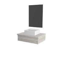 Conjunto Bancada C-cuba Q32 E Espelheira Metrópole 601 Preto ônix Snow - 1