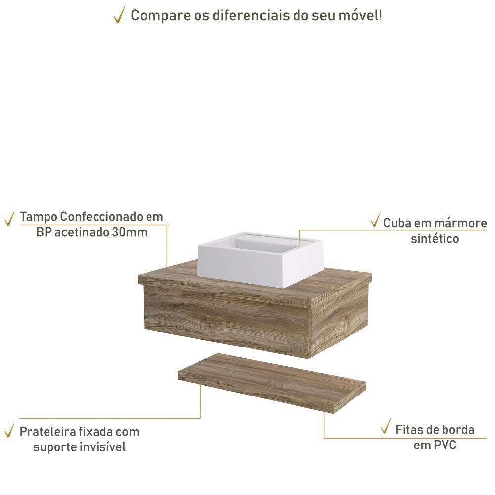 Conjunto Bancada C-cuba Q32 E Prateleira Metrópole 605 Branco Chess Carvalho - 4