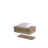 Conjunto Bancada C-cuba Q32 E Prateleira Metrópole 605 Branco Chess Carvalho - 1