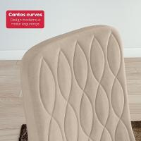 Conjunto Sala De Jantar Mesa Easy Pop 170x90cm Tampo Vidro/mdf Com 6 Cadeiras Seat Veludo Naturale Creme Amendoa/off - 6