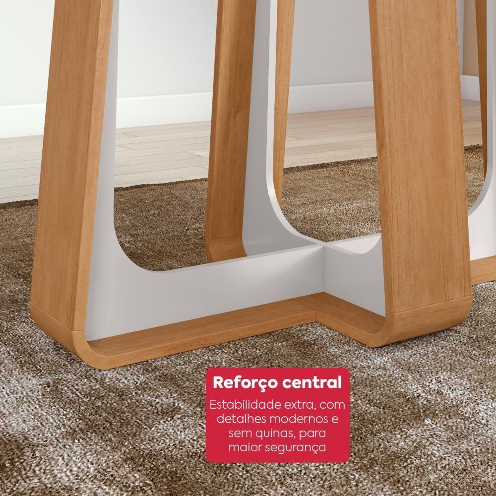 Conjunto Sala De Jantar Mesa Easy Pop 170x90cm Tampo Mdf Com 6 Cadeiras Confort Linho Rinzai Bege Amêndoa/off White - 6