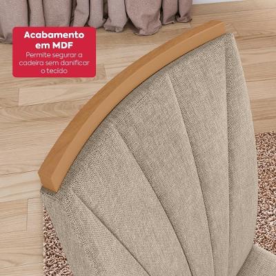 Conjunto Sala De Jantar Mesa Easy Pop 170x90cm Tampo Mdf Com 6 Cadeiras Confort Linho Rinzai Bege Amêndoa/off White