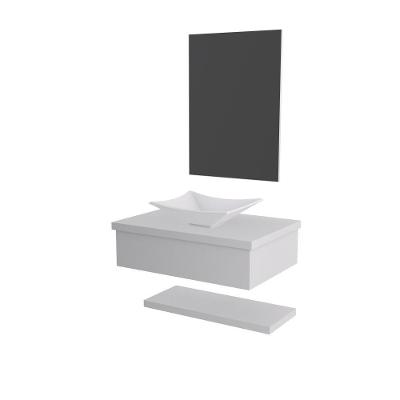 Conjunto Bancada C-cuba L30, Prateleira E Espelheira Metrópole 606 Perffect Acetinado Branco Chess