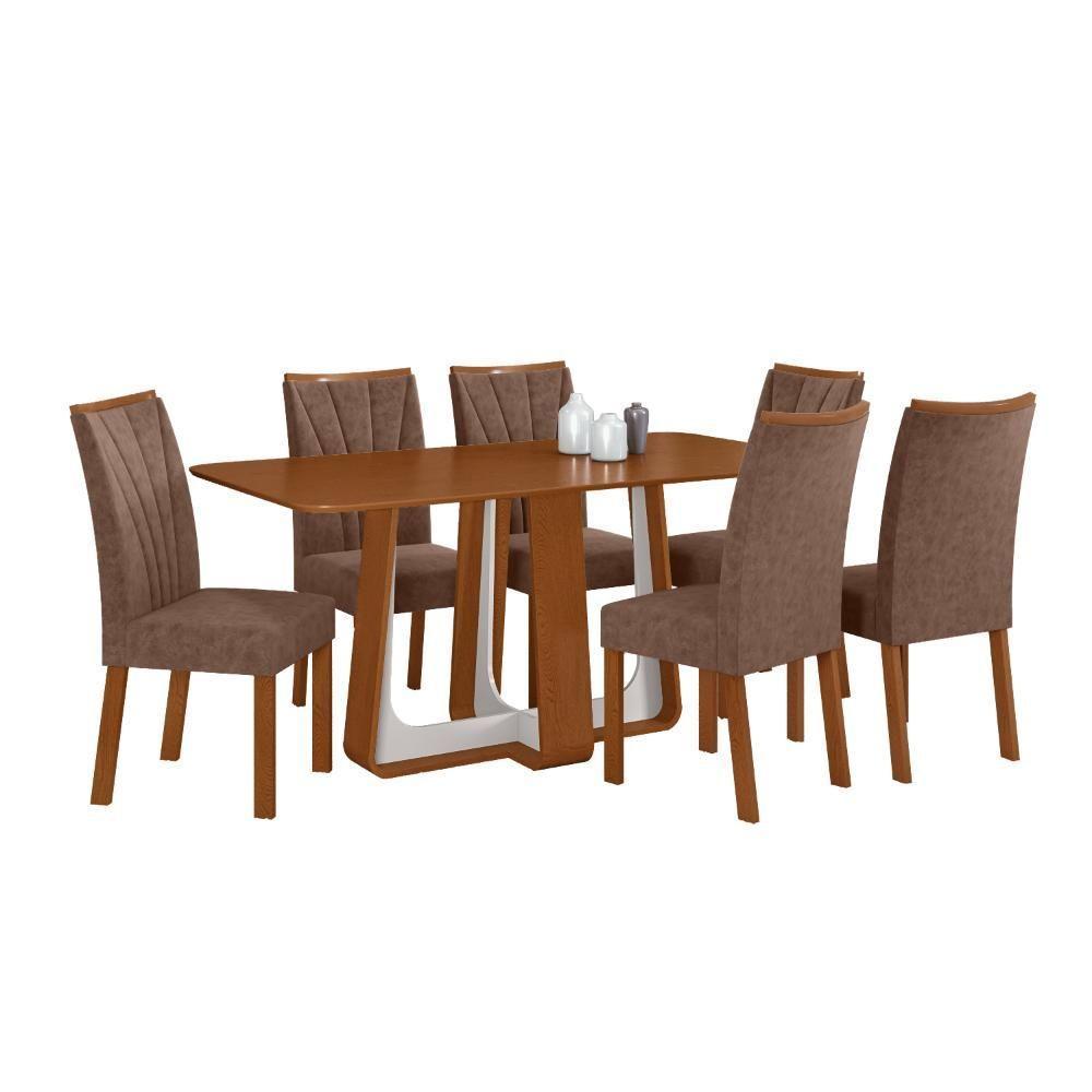 Conjunto Sala De Jantar Mesa Easy Pop 170x90cm Tampo Mdf Com 6 Cadeiras Confortcouro Morano Avelã Frassino/off White - 2