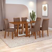 Conjunto Sala De Jantar Mesa Easy Pop 170x90cm Tampo Mdf Com 6 Cadeiras Confortcouro Morano Avelã Frassino/off White - 1