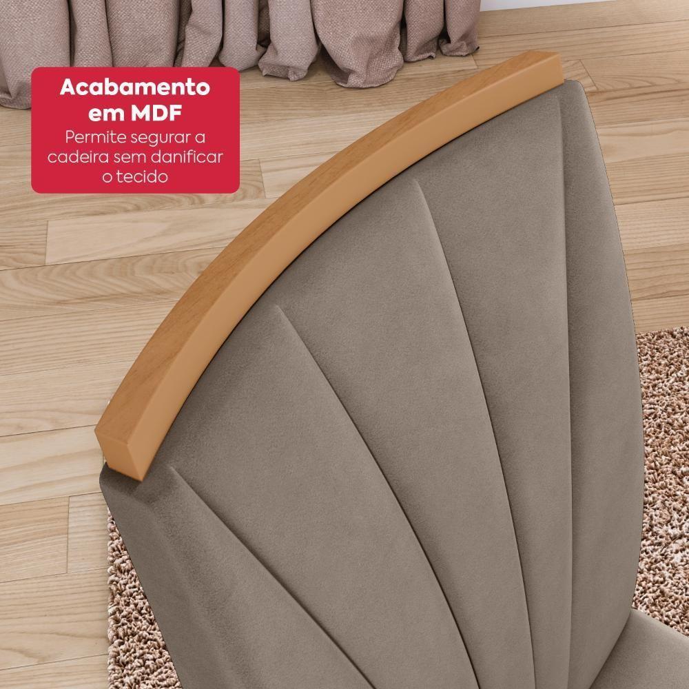 Conjunto Sala De Jantar Mesa Easy Pop 170x90cm Tampo Mdf Com 6 Cadeiras Confort Suede Animale Bege Amêndoa/off White - 8