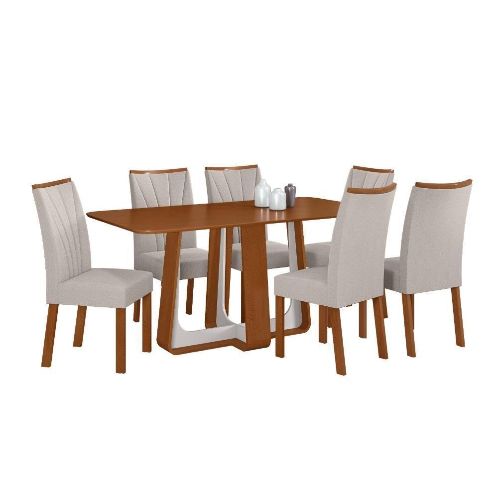 Conjunto Sala De Jantar Mesa Easy Pop 170x90cm Tampo Mdf Com 6 Cadeiras Confortlinho Mosaico Cinza Frassino/off White - 2