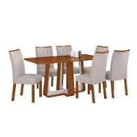 Conjunto Sala De Jantar Mesa Easy Pop 170x90cm Tampo Mdf Com 6 Cadeiras Confortlinho Mosaico Cinza Frassino/off White - 2