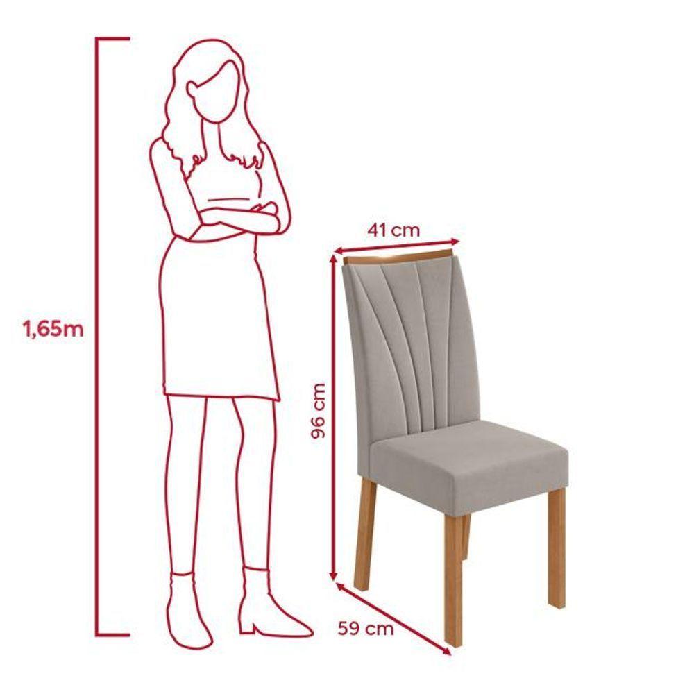 Conjunto Sala De Jantar Mesa Easy Pop 170x90cm Tampo Mdf Com 6 Cadeiras Confort Veludo Liso Capuccino Amêndoa/off White - 6