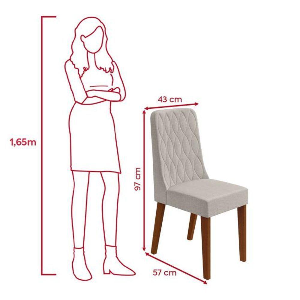 Conjunto Sala De Jantar Mesa Easy Pop 170x90cm Tampo Vidro/mdf Com 6 Cadeiras Seat Linho Mosaico Cinza Frassino/off - 4