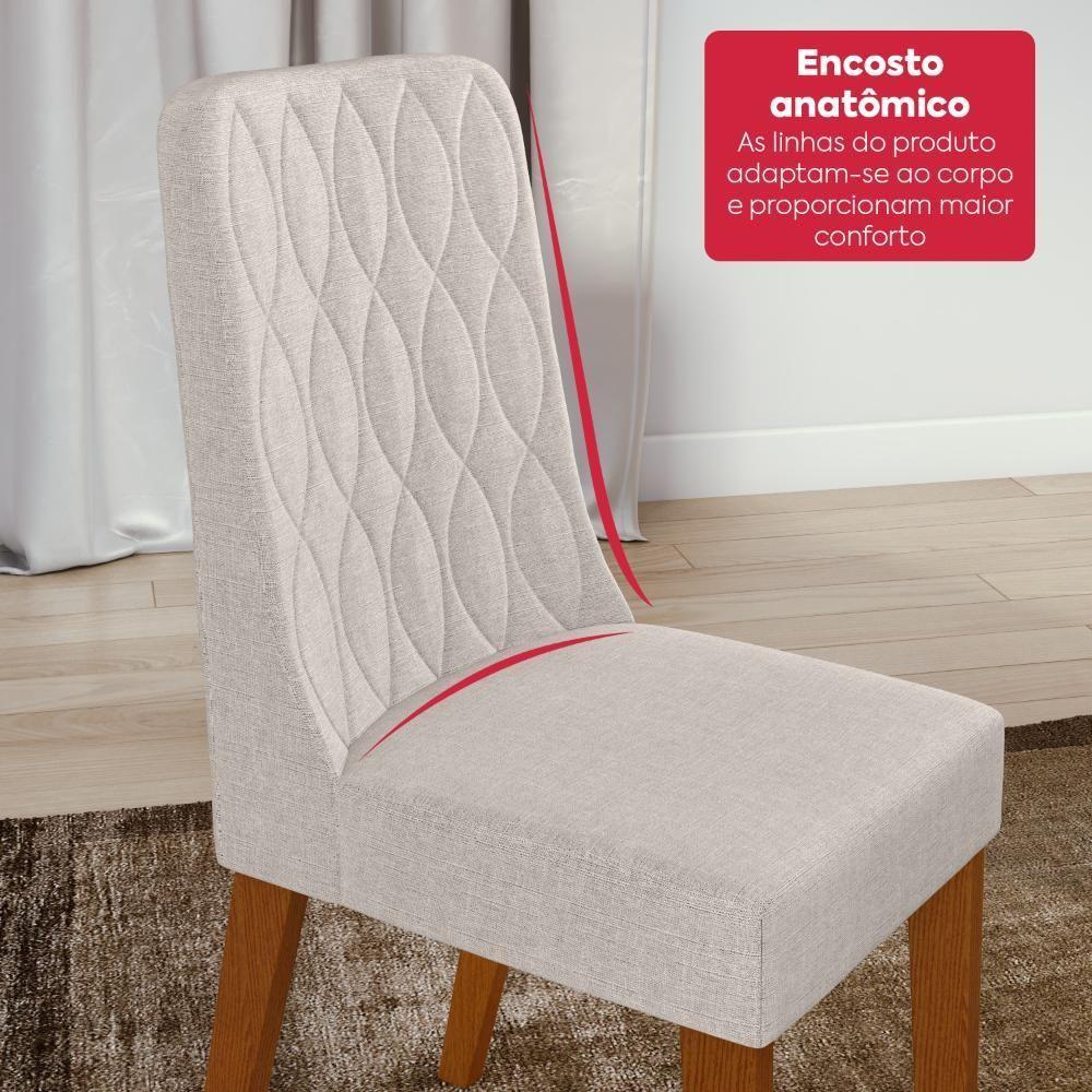 Conjunto Sala De Jantar Mesa Easy Pop 170x90cm Tampo Vidro/mdf Com 6 Cadeiras Seat Linho Mosaico Cinza Frassino/off - 8