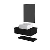 Conjunto Bancada C-cuba Q355, Prateleira E Espelheira Metrópole 606 Nogal Preto ônix - 1