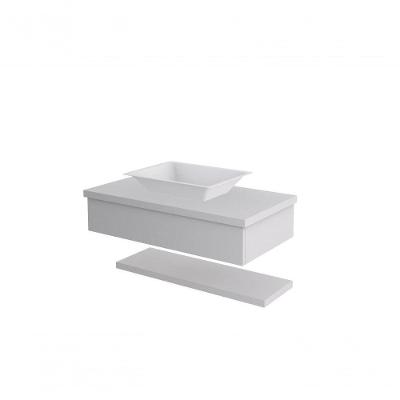 Conjunto Bancada C-cuba Messina E Prateleira Metrópole 805 Perffect Acetinado Branco Chess
