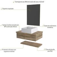 Conjunto Bancada C-cuba Q355, Prateleira E Espelheira Metrópole 606 Branco Chess Carvalho