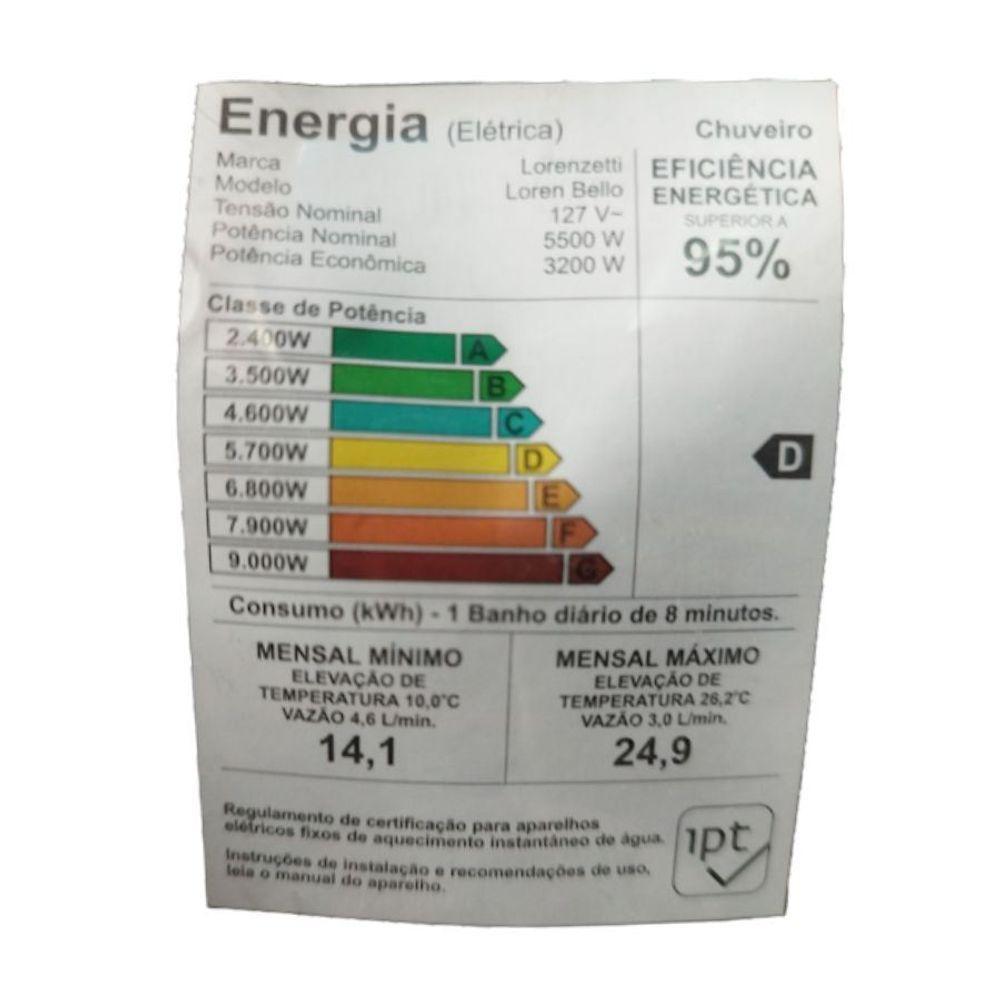 Chuveiro Loren Bello Ultra Com Cano Lorenzetti Azul 5500w 110V - 4