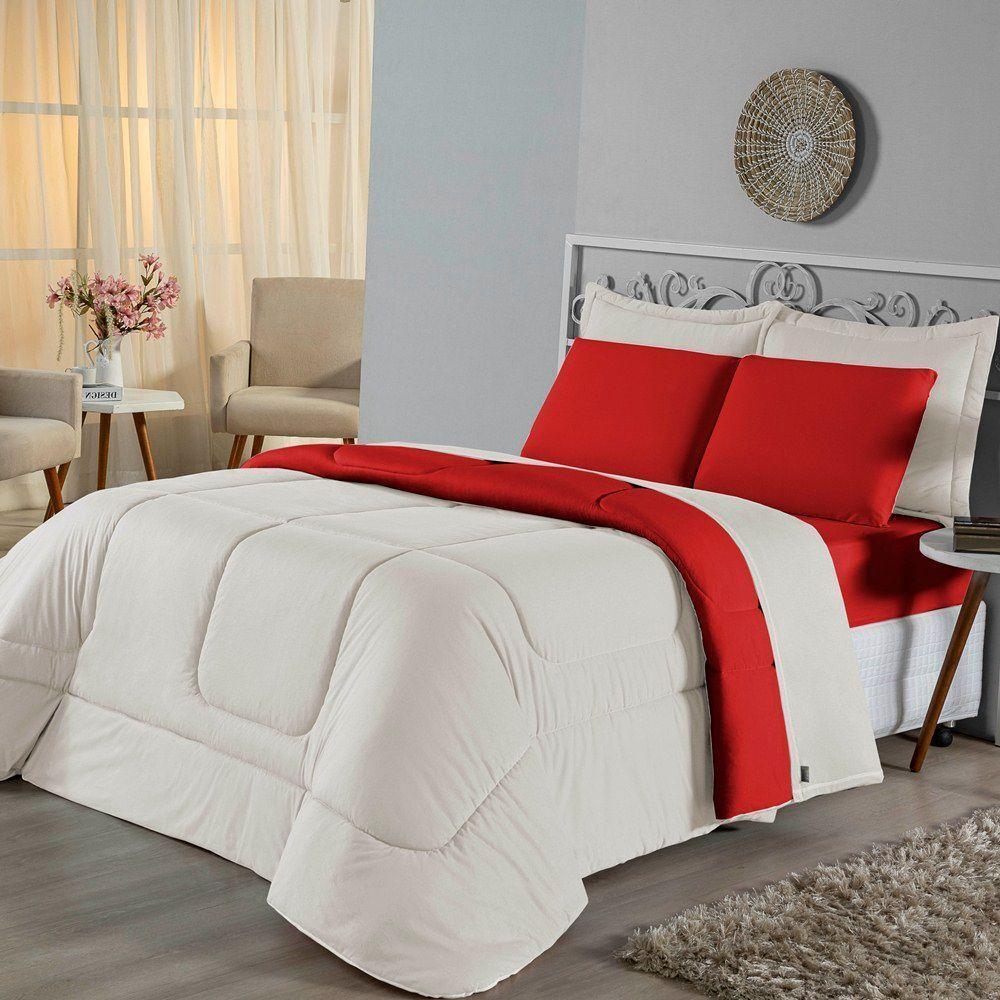 Edredom Casal Dupla Face Malha 100% Algodão 1 Peça - Vermelho-palha - 2