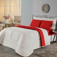 Edredom Casal Dupla Face Malha 100% Algodão 1 Peça - Vermelho-palha - 2