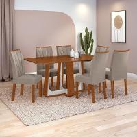 Conjunto Sala De Jantar Mesa Easy Pop 170x90cm Tampo Mdf Com 6 Cadeiras Confort Suede Animale Bege Frassino/off White - 1