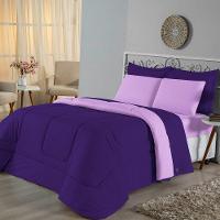 Edredom Casal Dupla Face Malha 100% Algodão 1 Peça - Roxo-lilas - 1