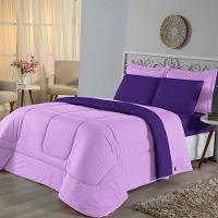 Edredom Casal Dupla Face Malha 100% Algodão 1 Peça - Roxo-lilas - 2