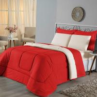 Edredom Queen Dupla Face Malha 100% Algodão 1 Peça - Vermelho-palha - 1