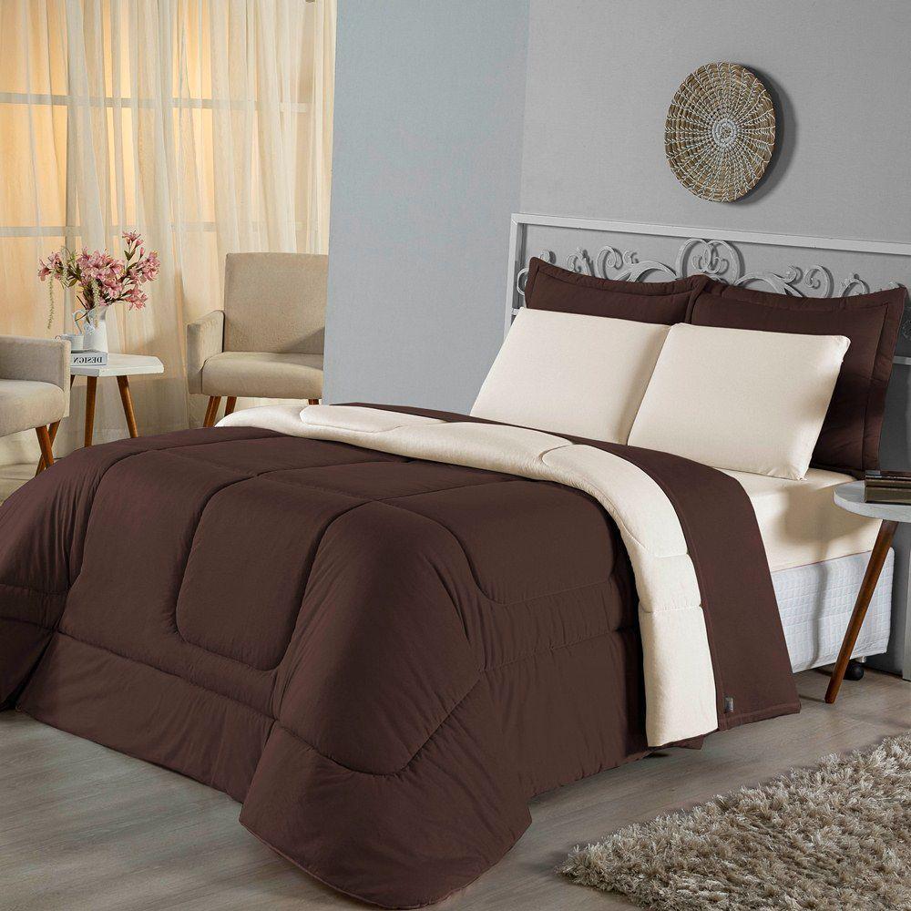 Edredom King Dupla Face Malha 100% Algodão 1 Peça - Palha-tabaco - 2