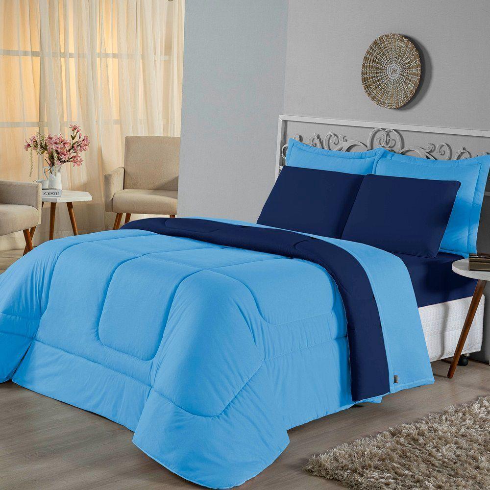 Edredom King Dupla Face Malha 100% Algodão 1 Peça - Turquesa-marinho - 1
