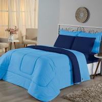 Edredom King Dupla Face Malha 100% Algodão 1 Peça - Turquesa-marinho - 1